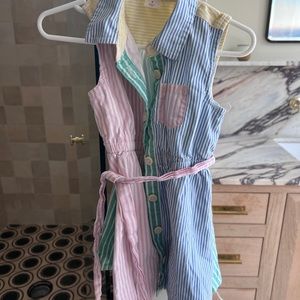 Crewcuts classic mixed print button down dress size 2T